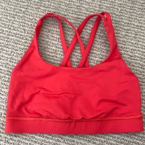 Lululemon Energy Bra in Coral Pink/Red